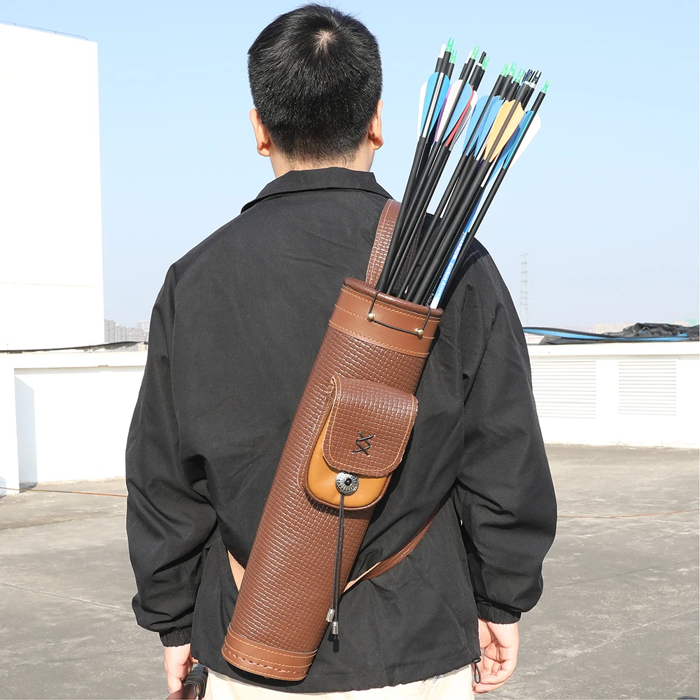 Quiver Arrow Back - Pfeilköcher aus Rindsleder, Schulter-Rucksack-Tasche mit Großer
