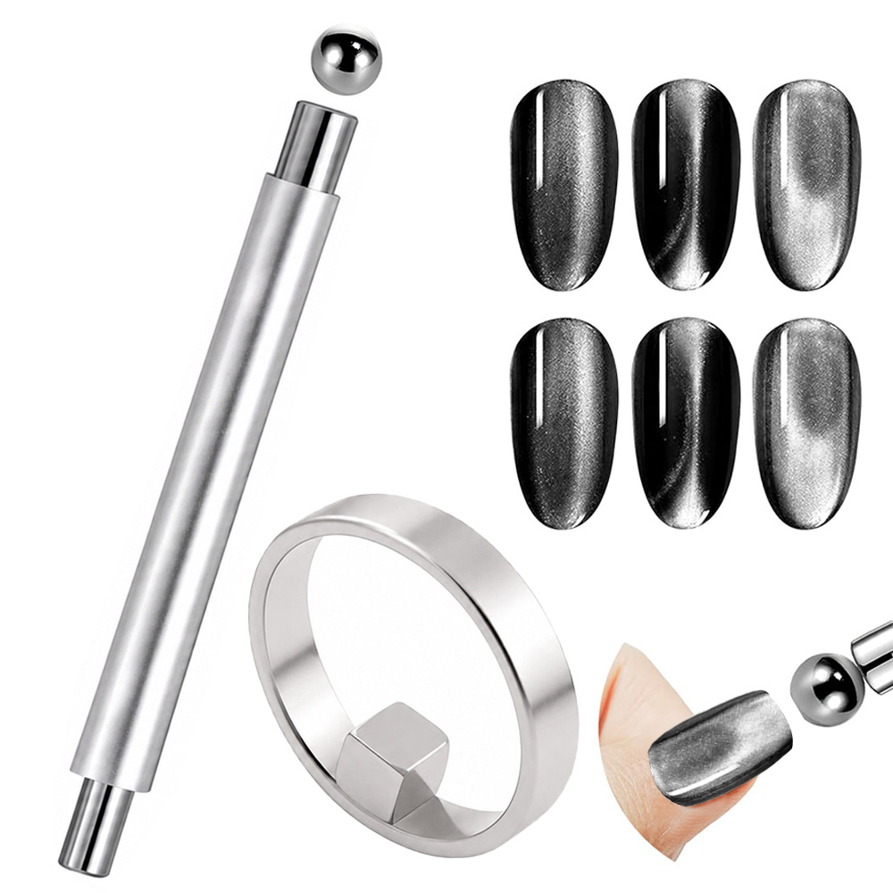 Tactical Pen Tool - 3-in-1 Katzenaugen-Magnet-Nagelkunstwerkzeug, Doppelkopf-Nagelmagnetstifte, Multifunktionsmagnete für Katzenaugen-Gel-Lack