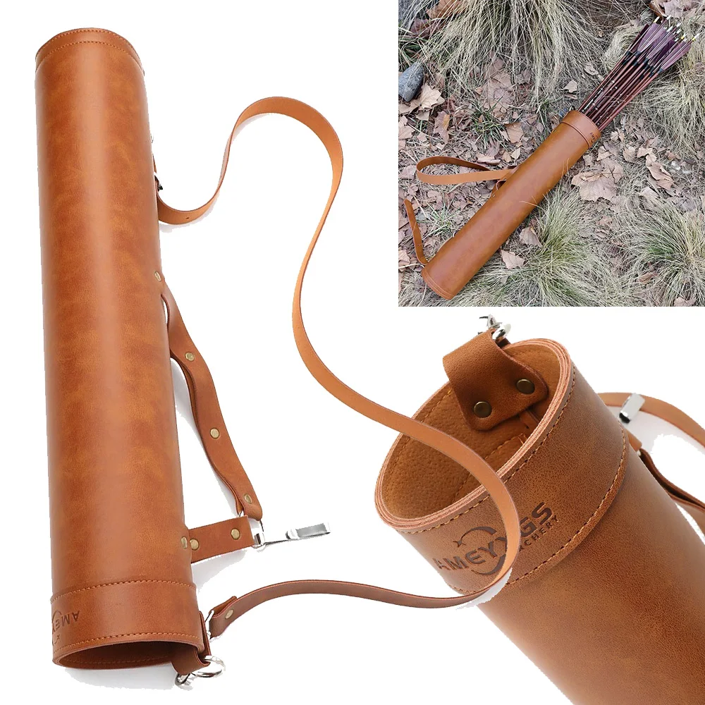 Quiver Arrow Back - 1 Stück Traditioneller PU-Leder Pfeilköcher mit