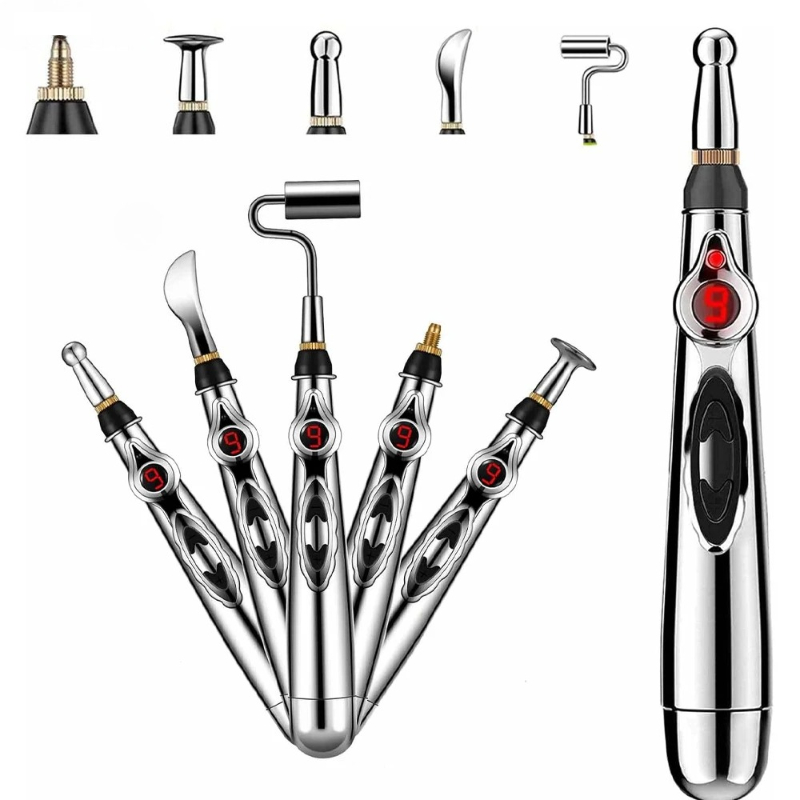 Tactical Pen Tool - 3/5-in-1 Massage-Akupunkturstift Elektronischer Akupunkturpunkt-Stift Laser-Meridian-Energie-Puls-Massagestift Multifunktions-Massagegerät