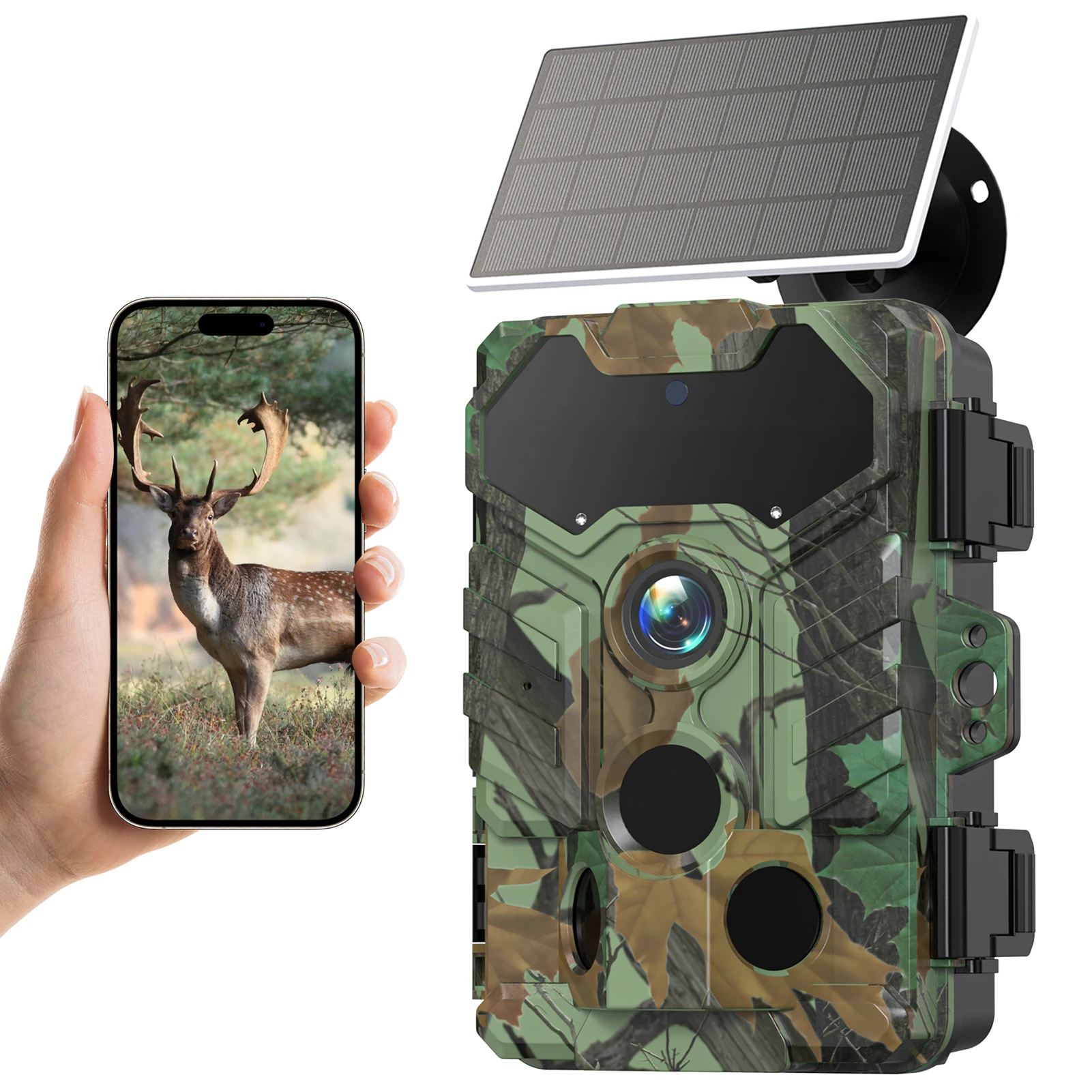 Outdoor Hunting Camera Wifi - Solarkamera für den Außenbereich, kabellose Wildkamera,