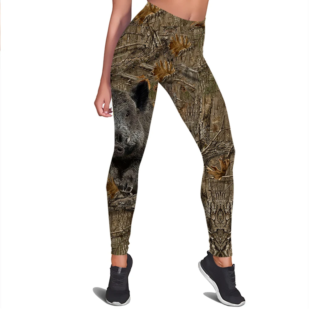 Outdoor Hunting Pants Women - CLOOCL Frauen Legging Jagd Wildschwein Gedruckt