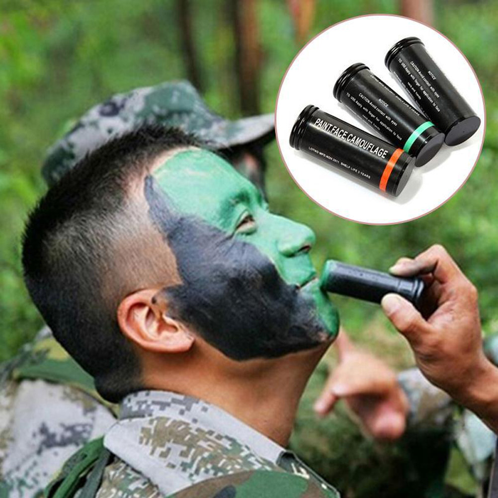 Camo Face Paint - 3-teiliges Camo-Gesichtsfarben-Set, hautfreundlich, geruchlos, drehbarer Boden,